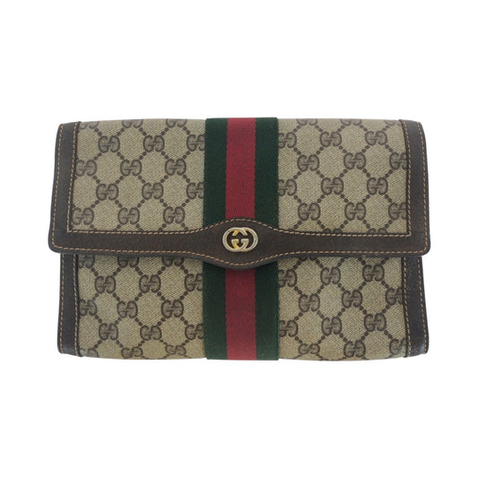 14045
GUCCI グッチ オールドグッチ シェリーライン インターロッキング ブラウン ゴールド金具 GGスプリームキャンバス / レザー 37 014 3087 クラッチバッグ セカンドバッグ 男女兼用  レディース