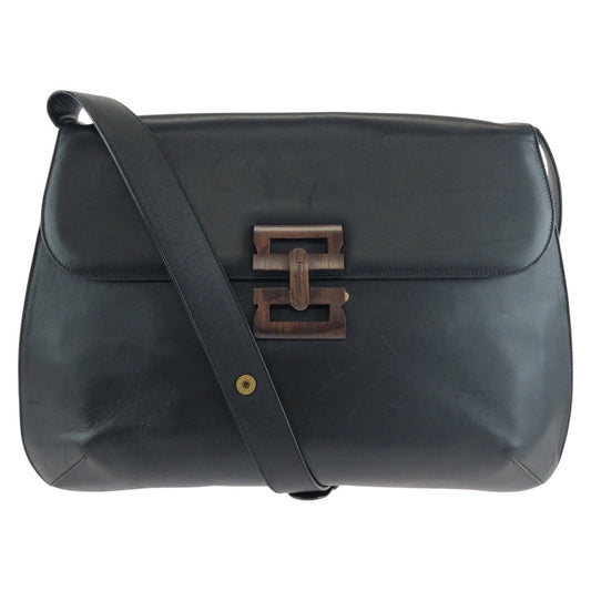 14047
Salvatore Ferragamo サルヴァトーレフェラガモ ブラック 黒 ゴールド金具 レザー / ウッド ショルダーバッグ メッセンジャーバッグ  レディース AB16