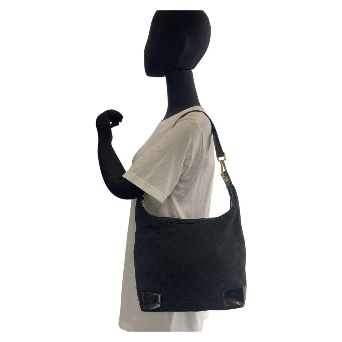 13173
GUCCI グッチ ブラック 黒 ゴールド金具 GGキャンバス / レザー 001 4204 ショルダーバッグ  レディース
