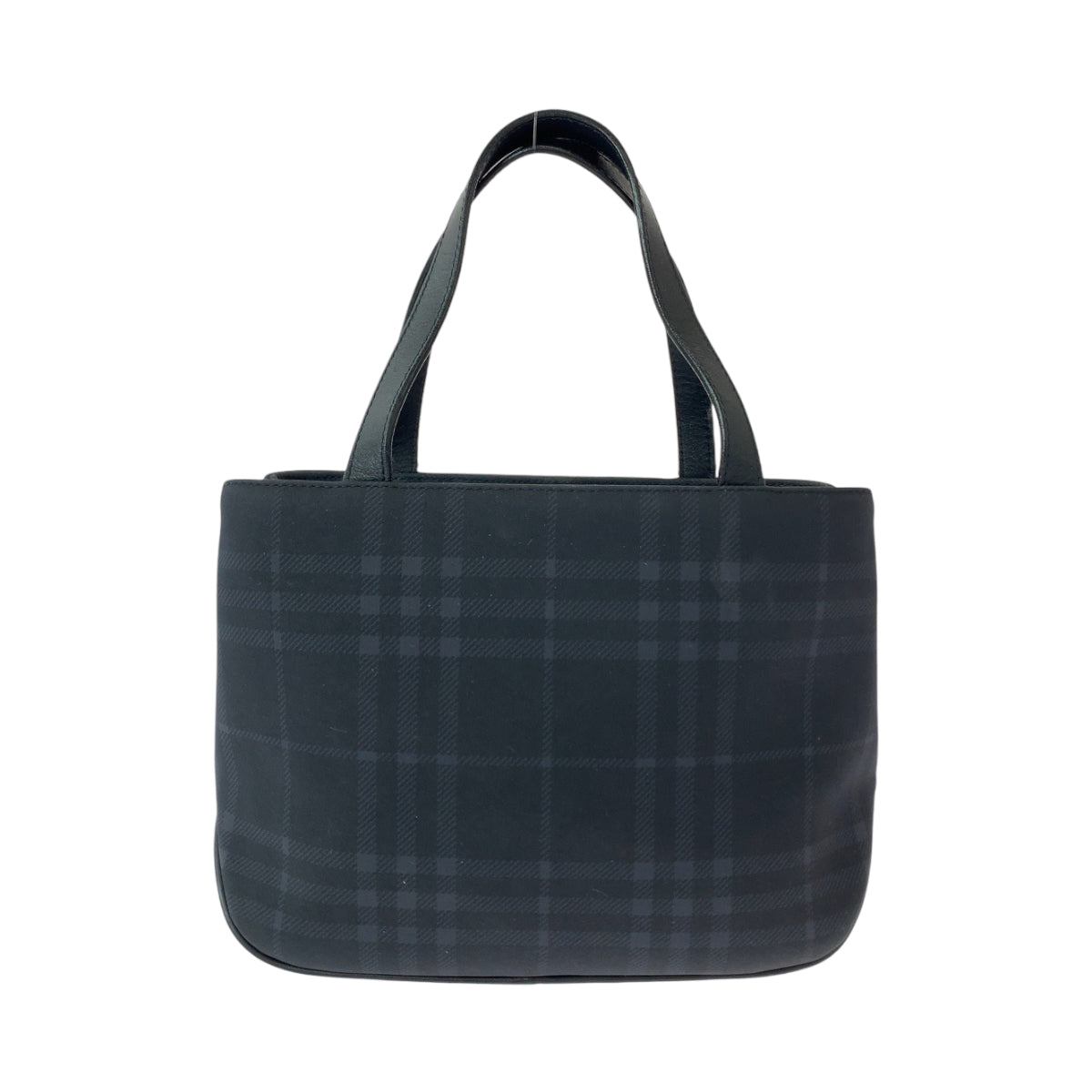 13175
BURBERRY バーバリー チェック柄 ネイビー シルバー金具 キャンバス トートバッグ ハンドバッグ  レディース