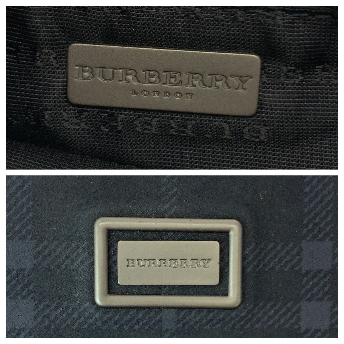 13175
BURBERRY バーバリー チェック柄 ネイビー シルバー金具 キャンバス トートバッグ ハンドバッグ  レディース