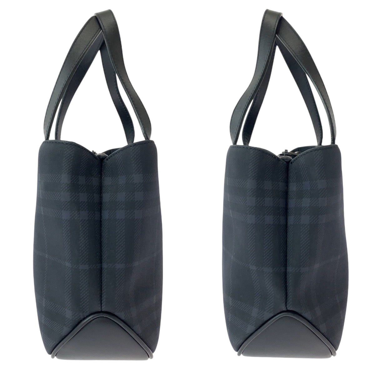 13175
BURBERRY バーバリー チェック柄 ネイビー シルバー金具 キャンバス トートバッグ ハンドバッグ  レディース