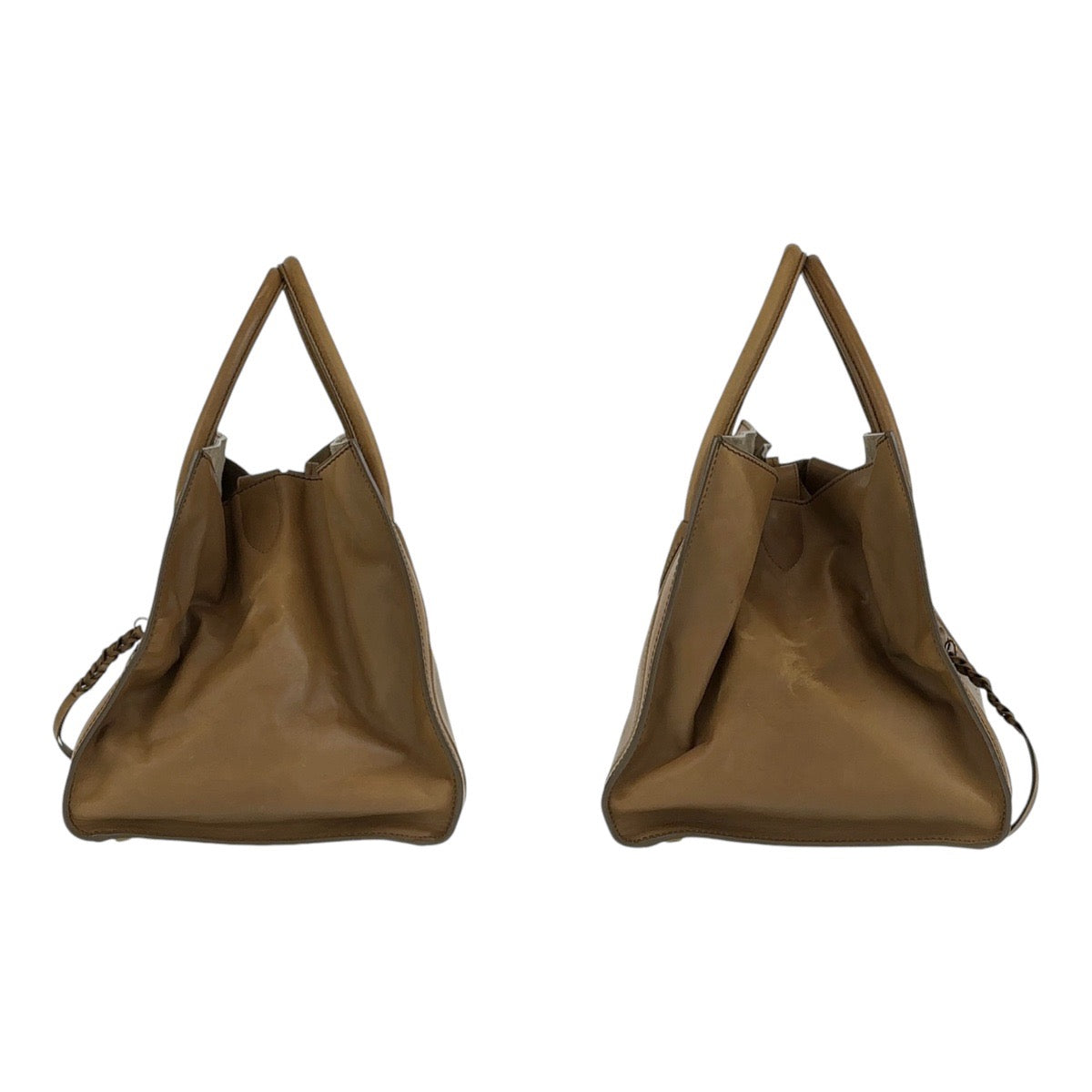 CELINE セリーヌ ラゲージ ファントム スクエア ブラウン ゴールド金具 レザー トートバッグ ハンドバッグ  レディース