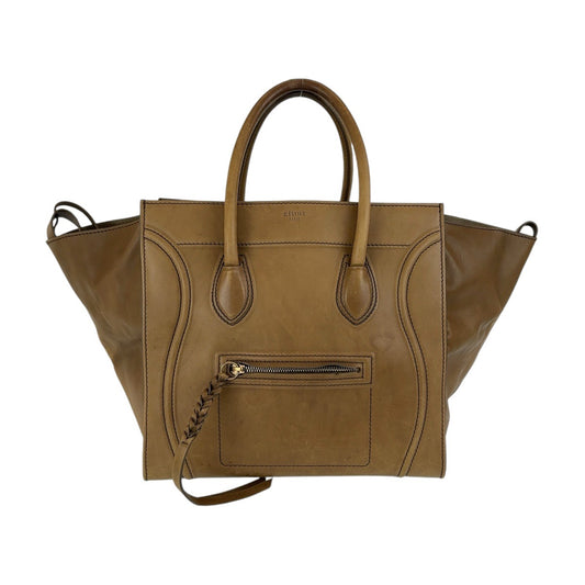 CELINE セリーヌ ラゲージ ファントム スクエア ブラウン ゴールド金具 レザー トートバッグ ハンドバッグ  レディース