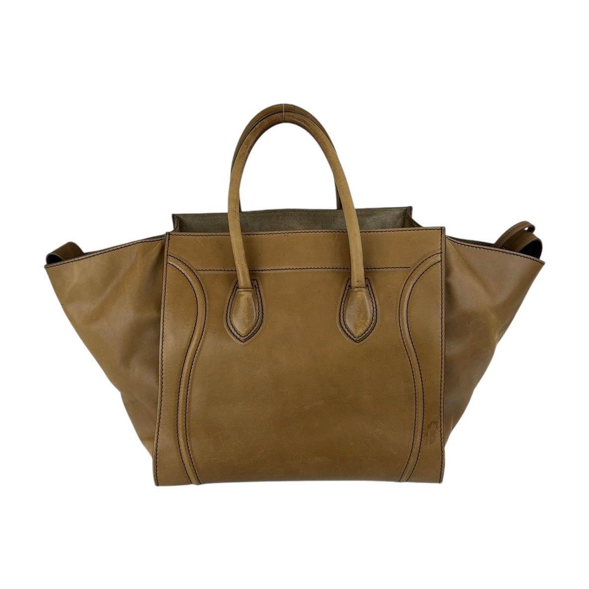 CELINE セリーヌ ラゲージ ファントム スクエア ブラウン ゴールド金具 レザー トートバッグ ハンドバッグ  レディース