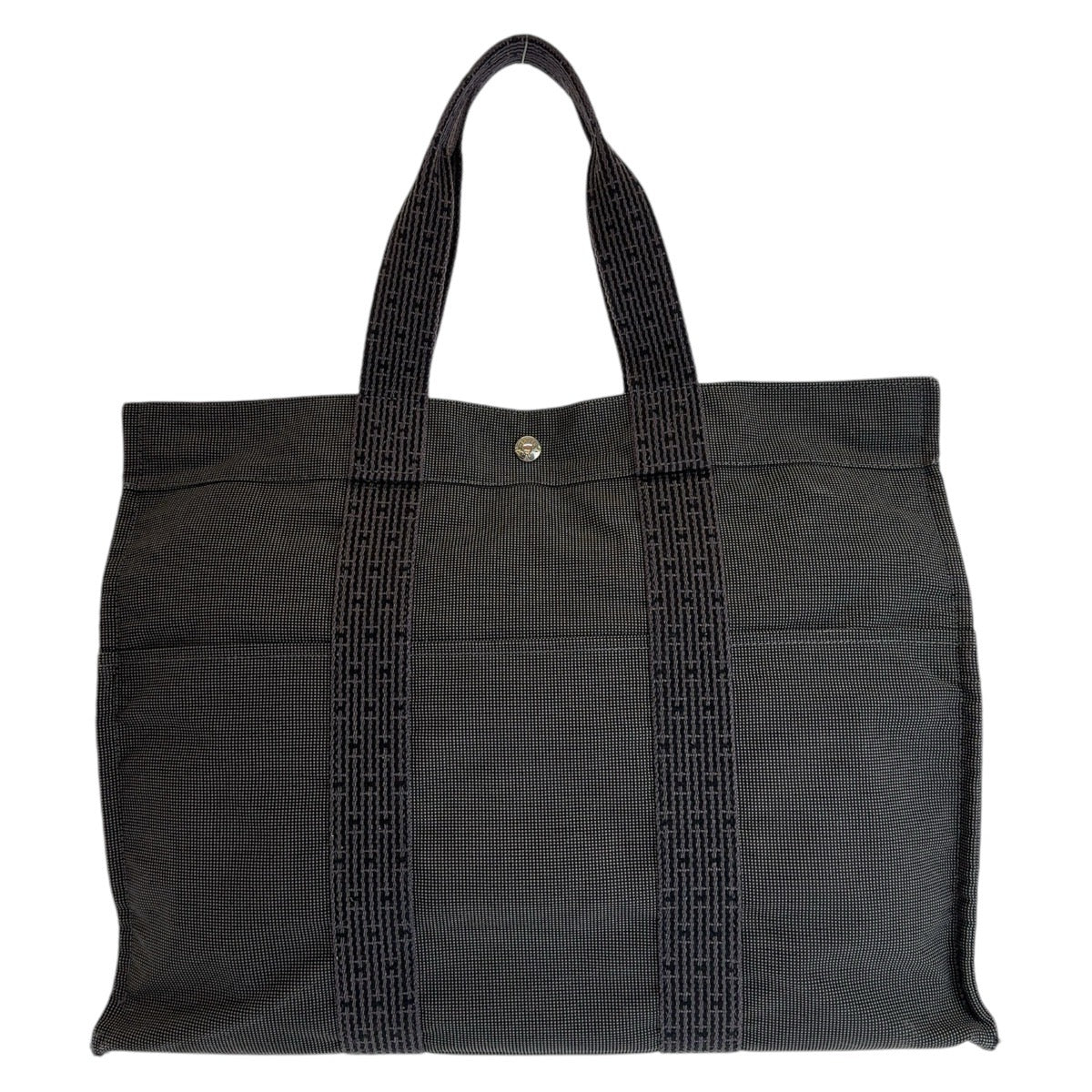 HERMES エルメス エールライントートGM グレー シルバー金具 キャンバス トートバッグ 男女兼用  メンズ