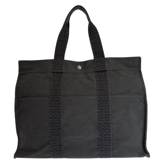 HERMES エルメス エールライントートGM グレー シルバー金具 キャンバス トートバッグ 男女兼用  メンズ