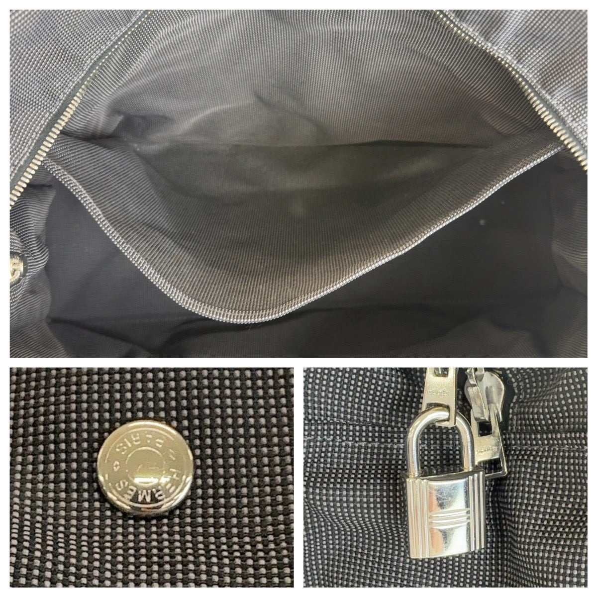 HERMES エルメス エールライントートGM グレー シルバー金具 キャンバス トートバッグ 男女兼用  メンズ