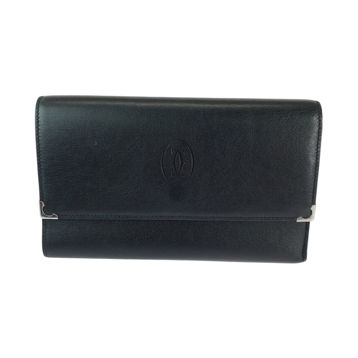 12790
CARTIER カルティエ マストライン カボション ドゥ カルティエ ブラック 黒 ボルドー シルバー金具 カーフ 三つ折り財布 折財布  レディース ABP20