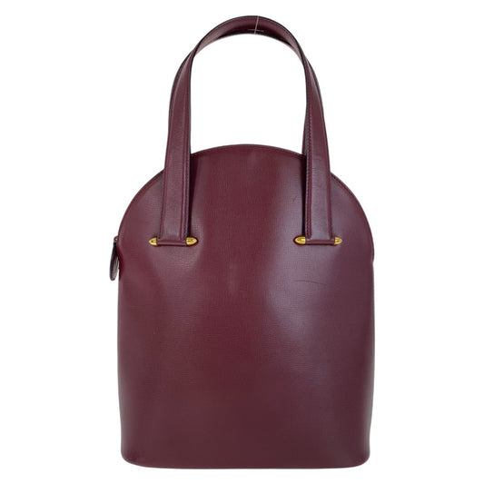 13177
CARTIER カルティエ マストライン ワインレッド ボルドー ゴールド金具 レザー ハンドバッグ  レディース