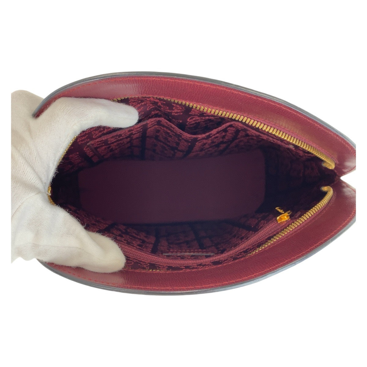 13177
CARTIER カルティエ マストライン ワインレッド ボルドー ゴールド金具 レザー ハンドバッグ  レディース
