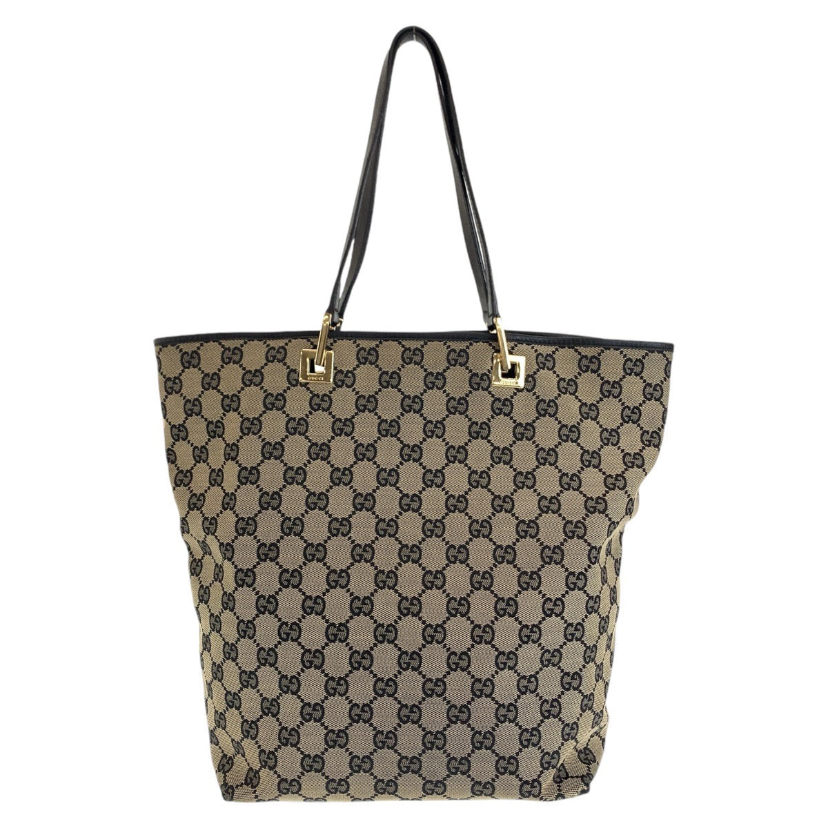 13178
GUCCI グッチ ブラック グレー ゴールド金具 GGキャンバス / レザー 002 1098 トートバッグ ショルダーバッグ  レディース