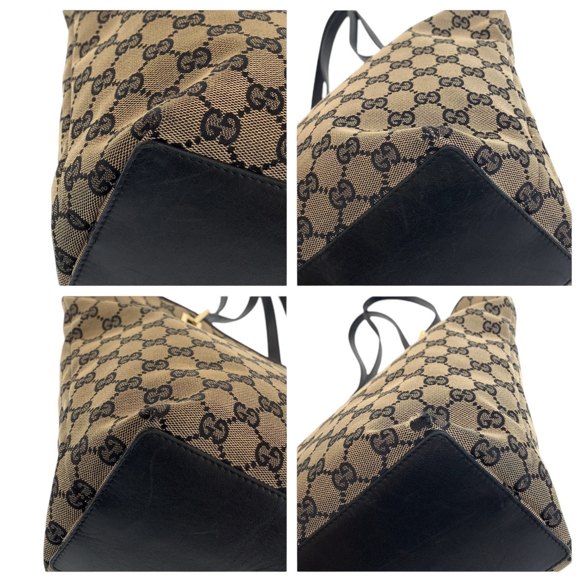 13178
GUCCI グッチ ブラック グレー ゴールド金具 GGキャンバス / レザー 002 1098 トートバッグ ショルダーバッグ  レディース
