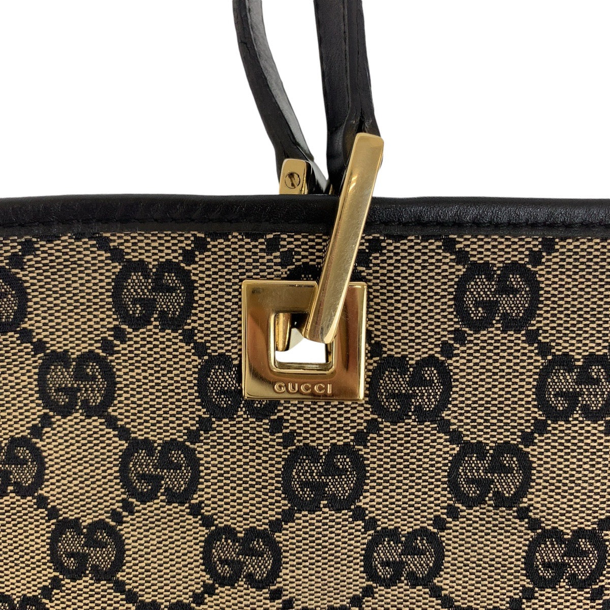 13178
GUCCI グッチ ブラック グレー ゴールド金具 GGキャンバス / レザー 002 1098 トートバッグ ショルダーバッグ  レディース