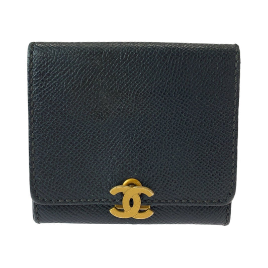 CHANEL シャネル ココマーク ブラック ゴールド金具 キャビアスキン コインケース コンパクトウォレット  レディース