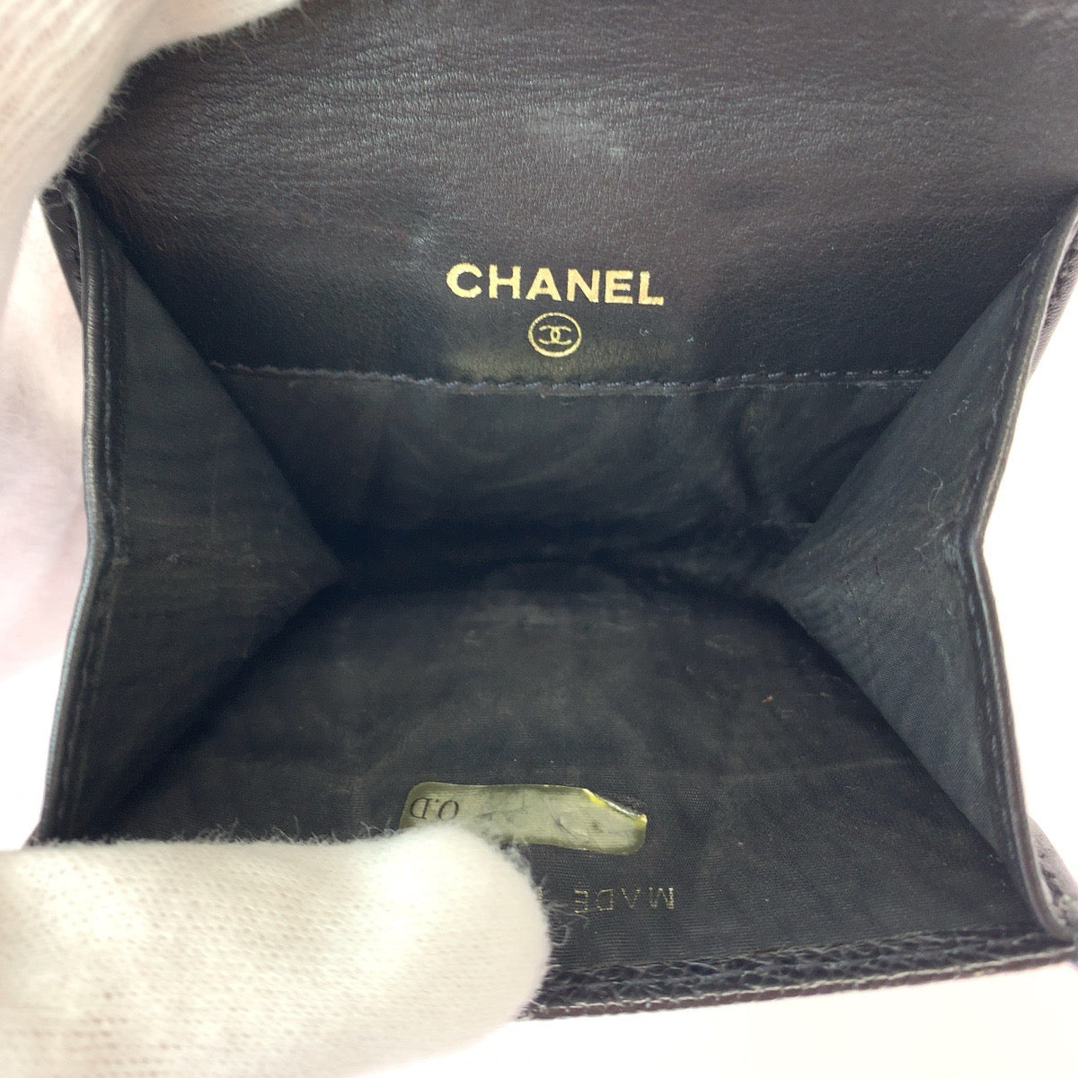 CHANEL シャネル ココマーク ブラック ゴールド金具 キャビアスキン コインケース コンパクトウォレット  レディース