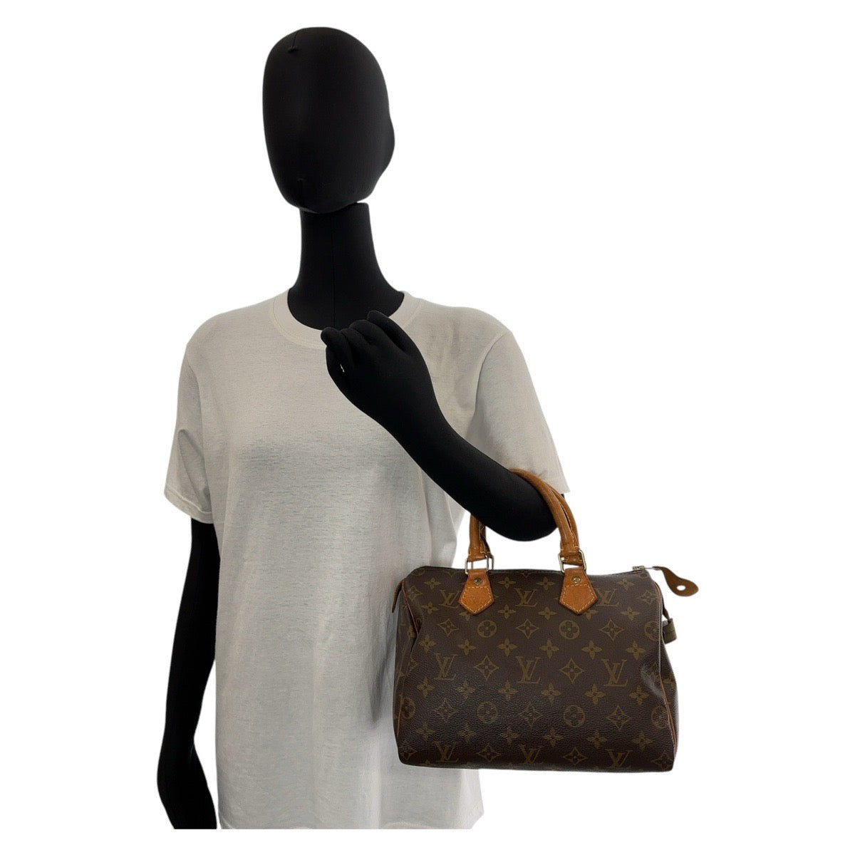12790
LOUIS VUITTON ルイヴィトン モノグラム スピーディ25 ブラウン ゴールド金具 PVC / レザー M41528 ハンドバッグ ボストンバッグ  レディース