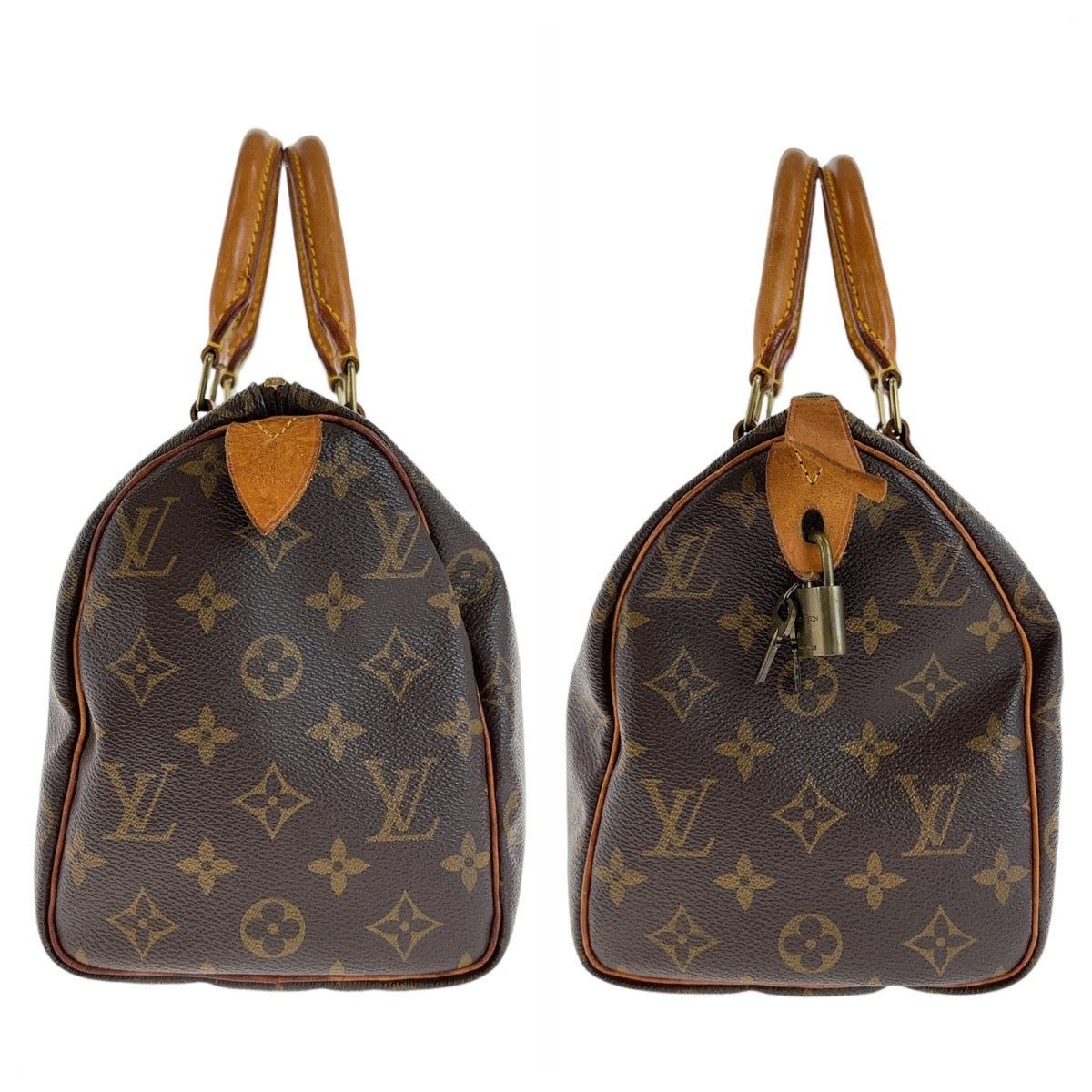 12790
LOUIS VUITTON ルイヴィトン モノグラム スピーディ25 ブラウン ゴールド金具 PVC / レザー M41528 ハンドバッグ ボストンバッグ  レディース