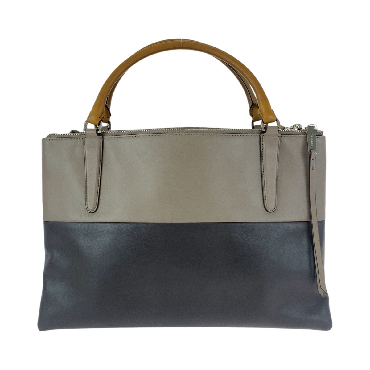 13180
COACH コーチ バイカラー ブラウン シルバー金具 レザー ハンドバッグ ショルダーバッグ 2way  レディース