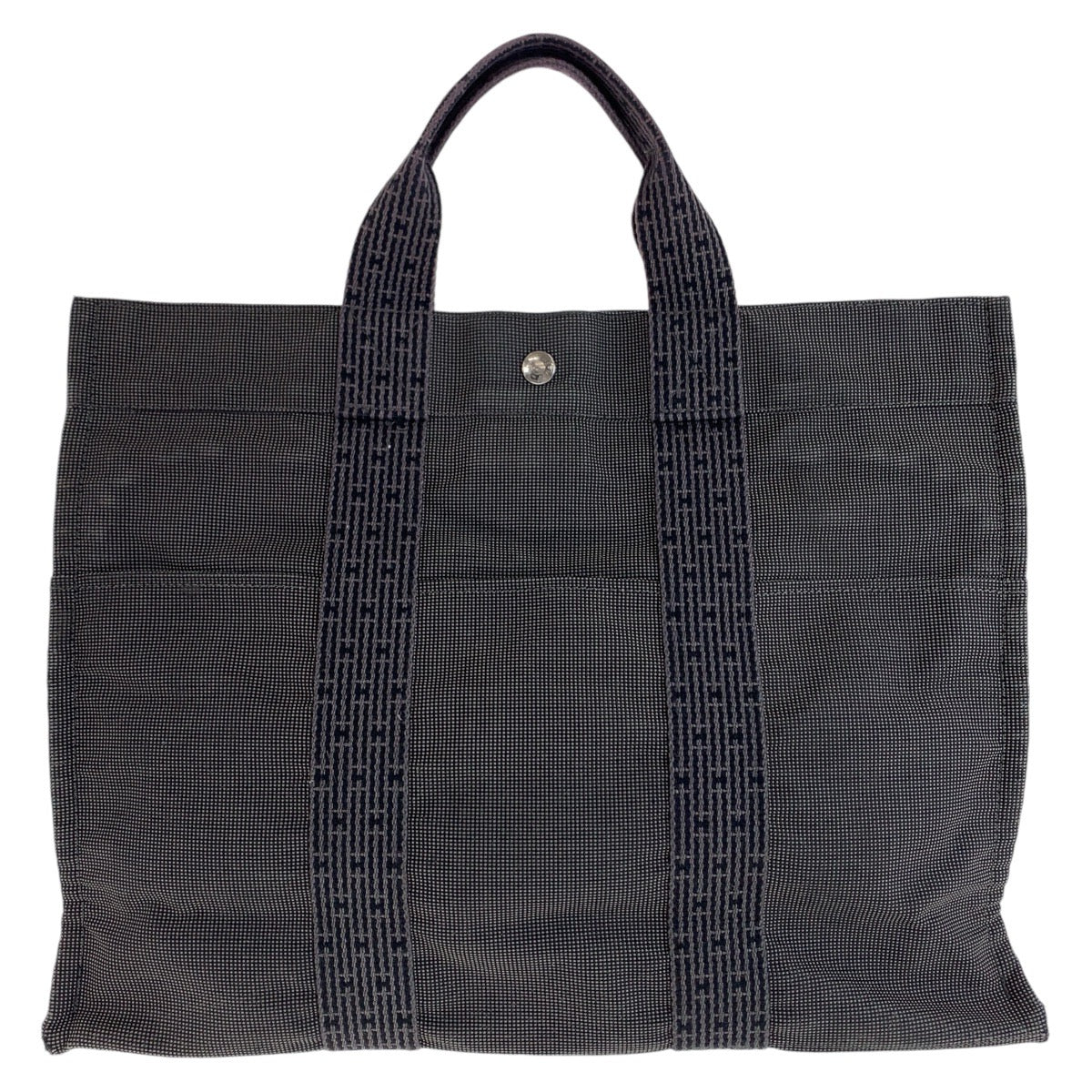 13181
HERMES エルメス エールライントートMM グレー シルバー金具 キャンバス トートバッグ ショルダーバッグ 男女兼用  レディース