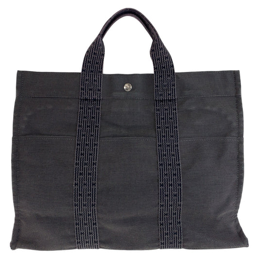 13181
HERMES エルメス エールライントートMM グレー シルバー金具 キャンバス トートバッグ ショルダーバッグ 男女兼用  レディース