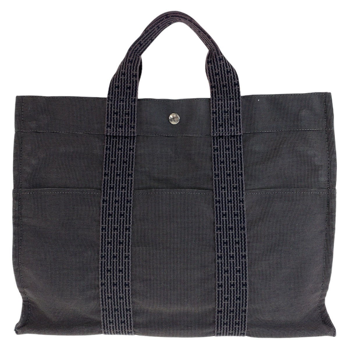 13181
HERMES エルメス エールライントートMM グレー シルバー金具 キャンバス トートバッグ ショルダーバッグ 男女兼用  レディース