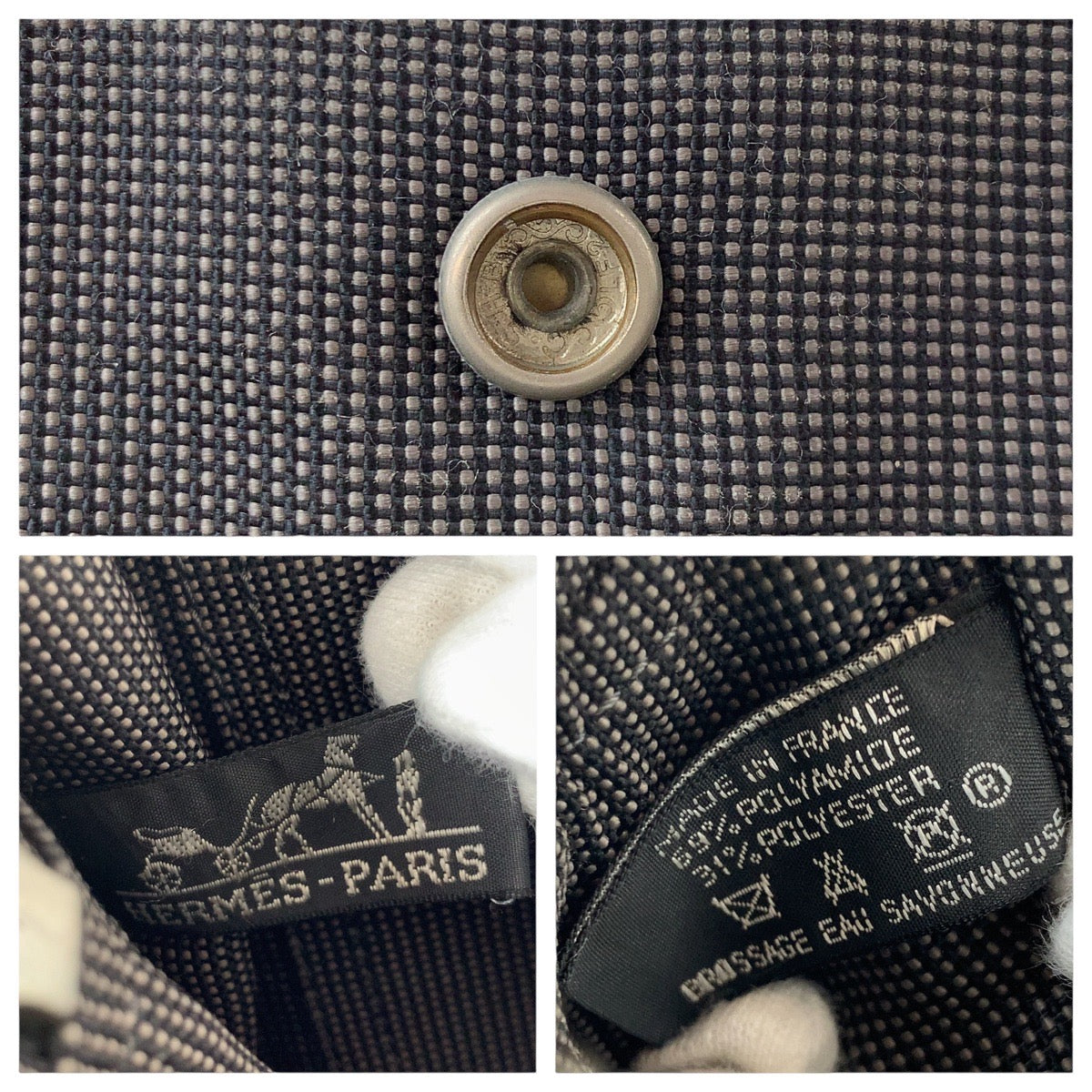 13181
HERMES エルメス エールライントートMM グレー シルバー金具 キャンバス トートバッグ ショルダーバッグ 男女兼用  レディース