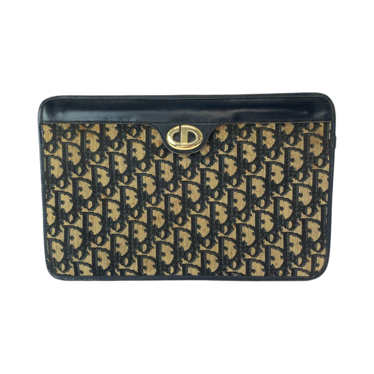 13184
Dior ディオール ヴィンテージ トロッター柄 ブラウン ネイビー ゴールド金具 キャンバス クラッチバッグ セカンドバッグ  レディース