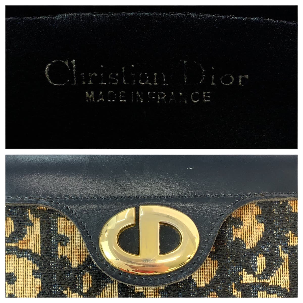 13184
Dior ディオール ヴィンテージ トロッター柄 ブラウン ネイビー ゴールド金具 キャンバス クラッチバッグ セカンドバッグ  レディース