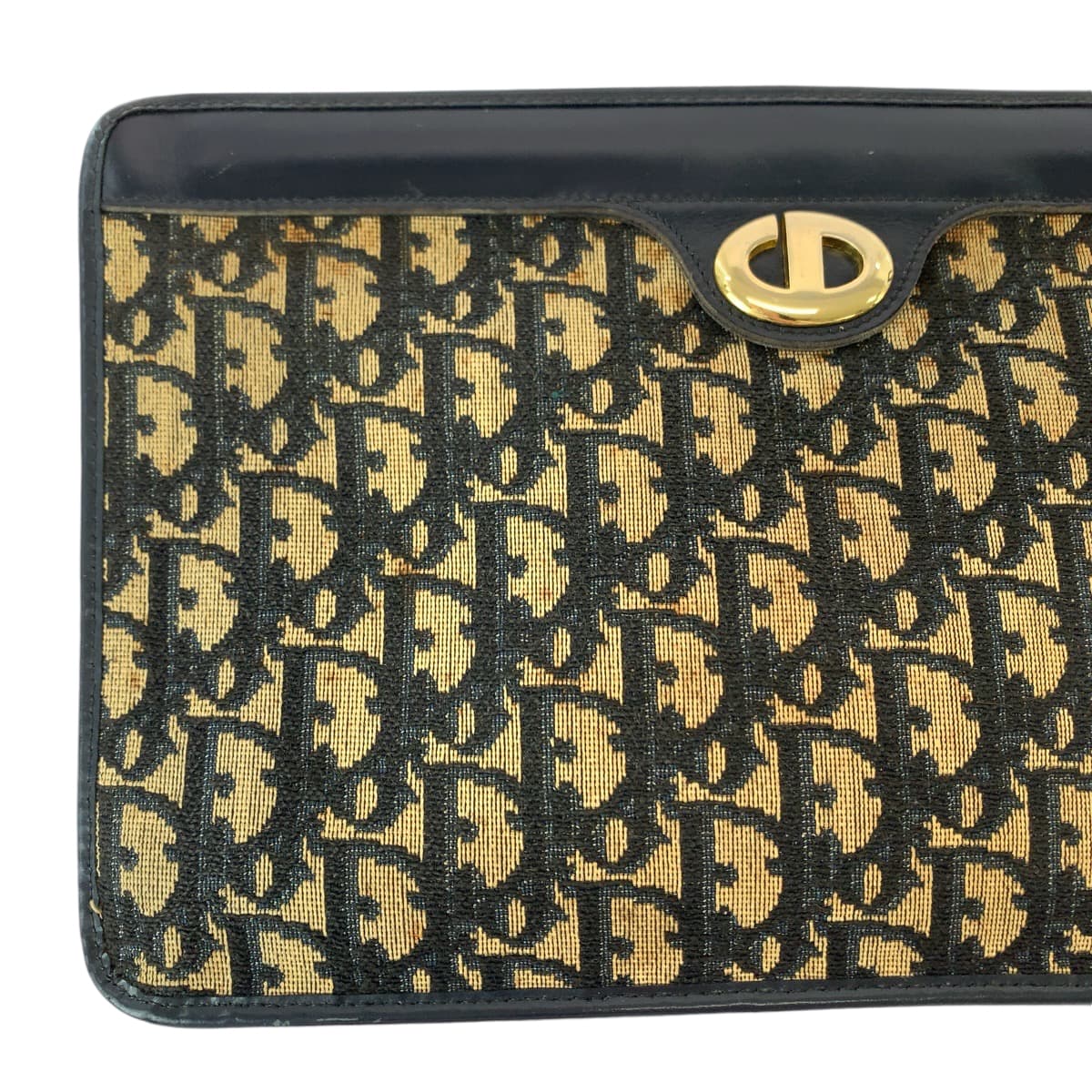 13184
Dior ディオール ヴィンテージ トロッター柄 ブラウン ネイビー ゴールド金具 キャンバス クラッチバッグ セカンドバッグ  レディース