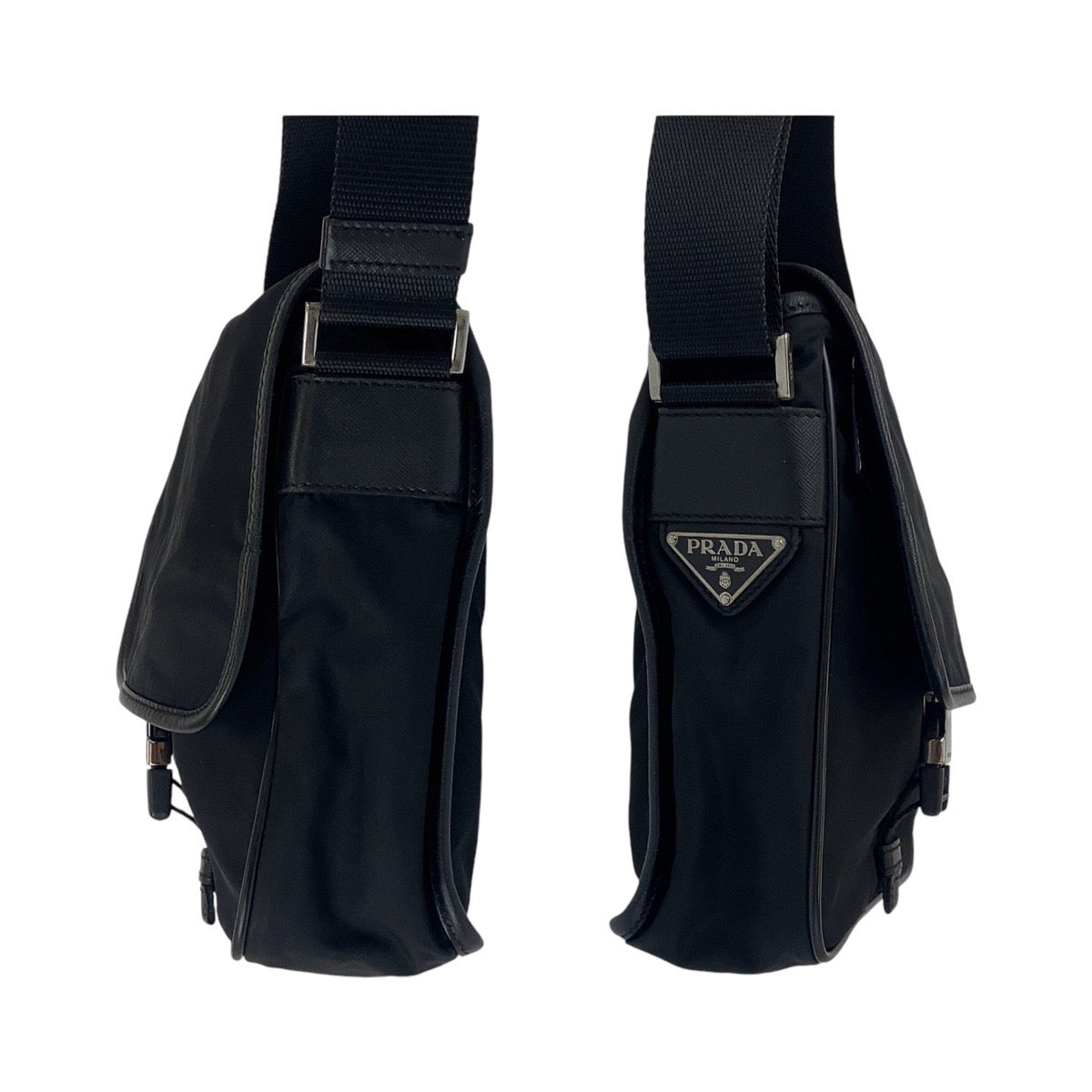 11230
PRADA プラダ テスート 男女兼用 ブラック シルバー金具 ナイロン ショルダーバッグ ポシェット  メンズ
