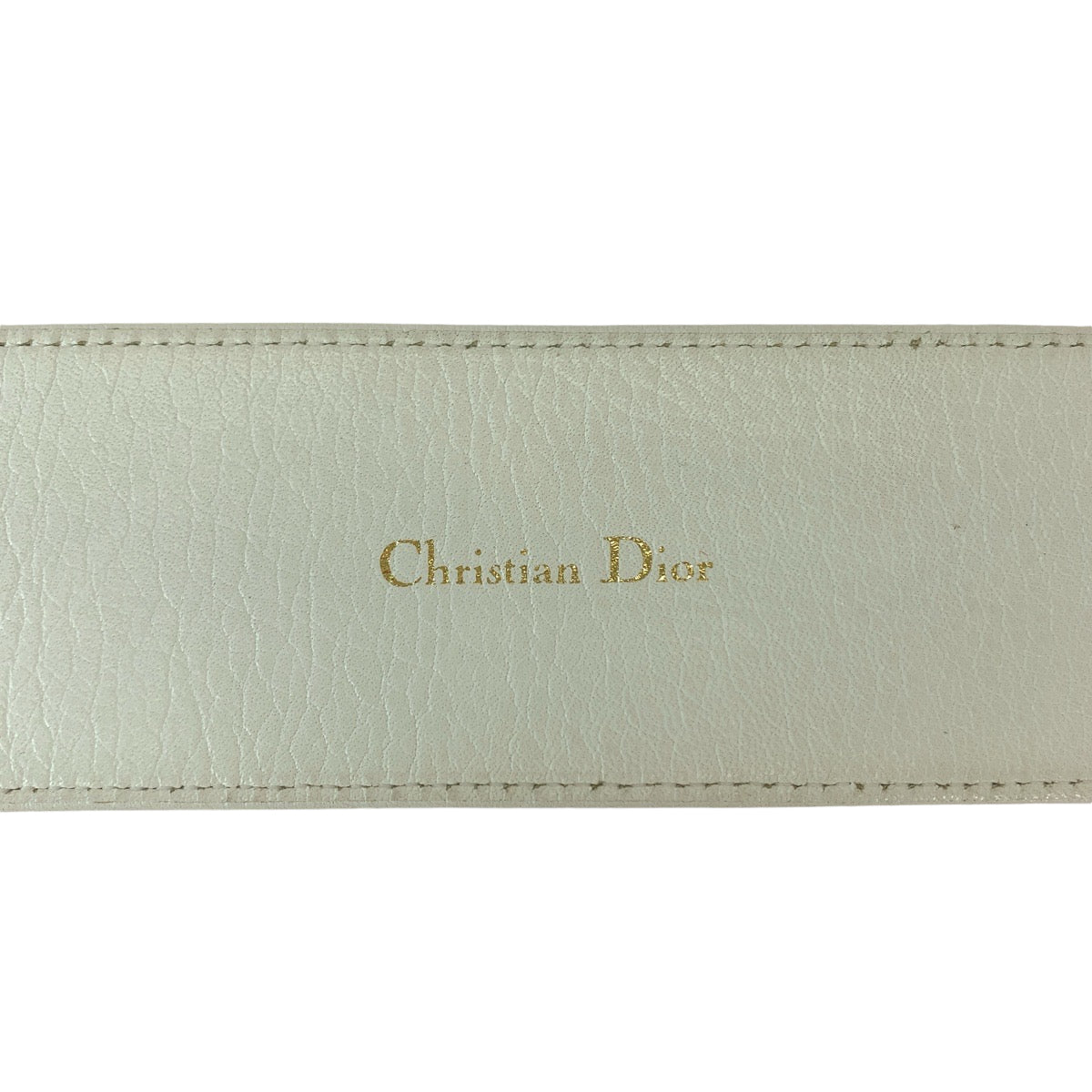13187
Dior ディオール ヴィンテージ Dバックル ホワイト ゴールド金具 レザー ベルト サッシュベルト  レディース