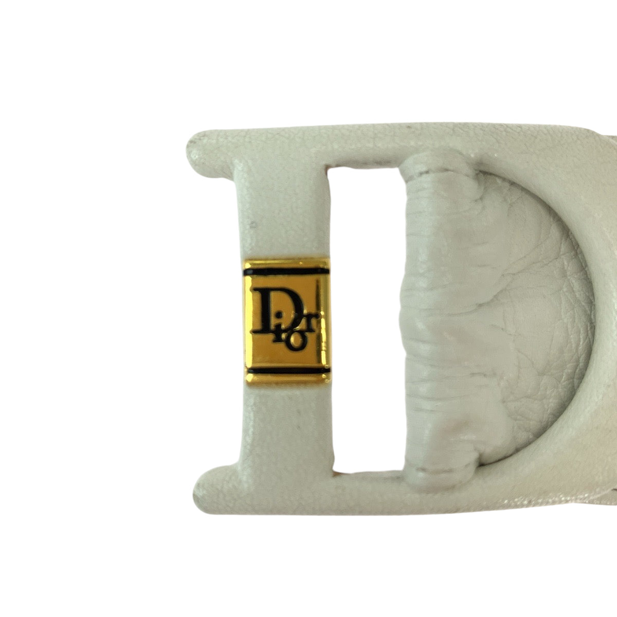 13187
Dior ディオール ヴィンテージ Dバックル ホワイト ゴールド金具 レザー ベルト サッシュベルト  レディース