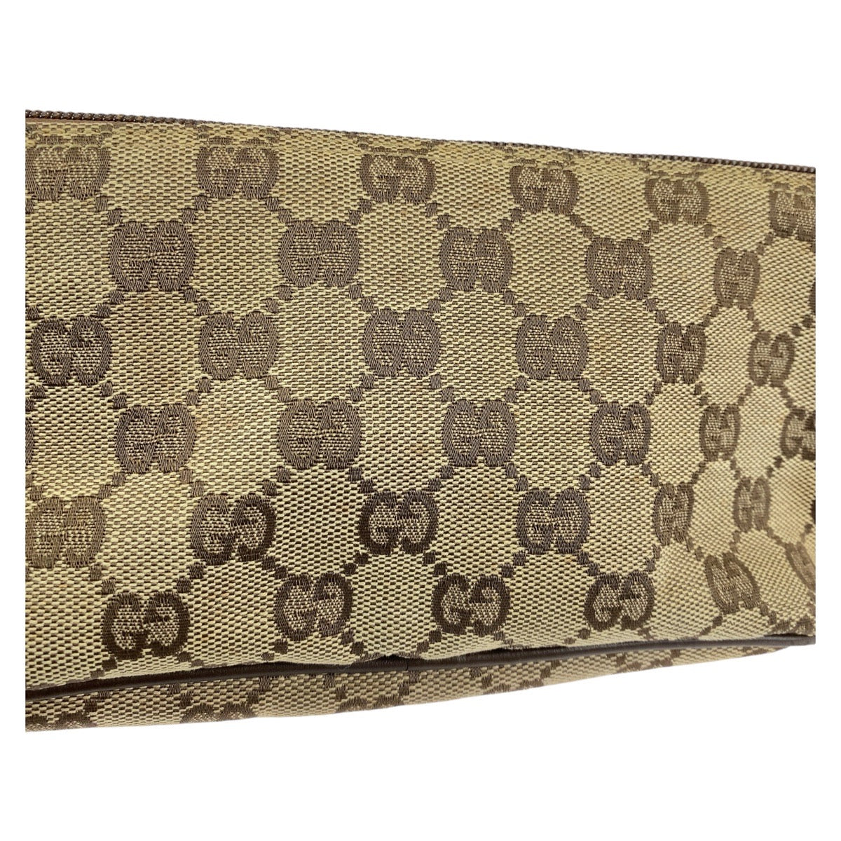 13190
GUCCI グッチ ブラウン ベージュ シルバー金具 GGキャンバス / レザー 7198 ハンドバッグ アクセサリーポーチ  レディース