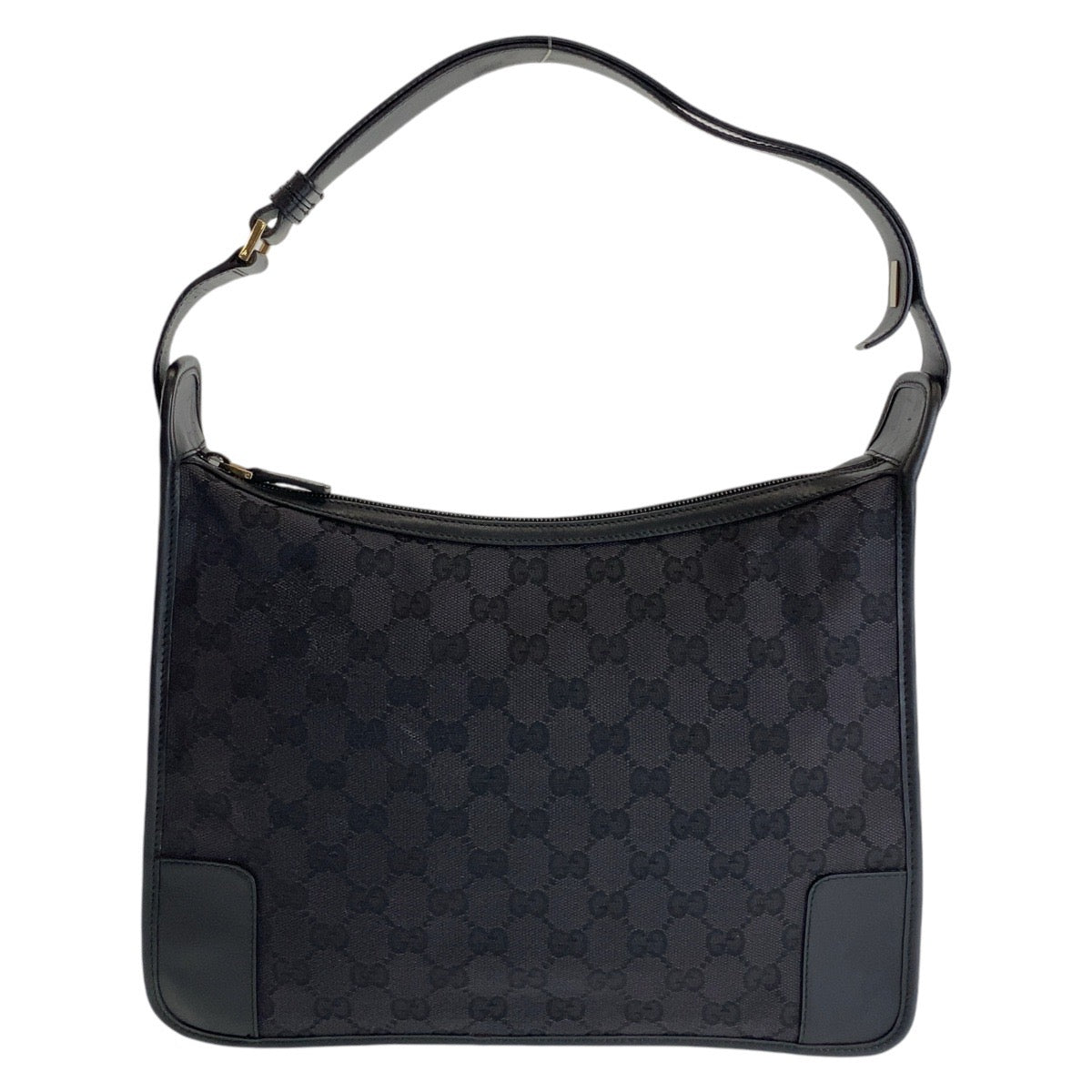 13191
GUCCI グッチ ブラック 黒 ゴールド金具 GGキャンバス / レザー 1.4205 ホーボー ショルダーバッグ  レディース