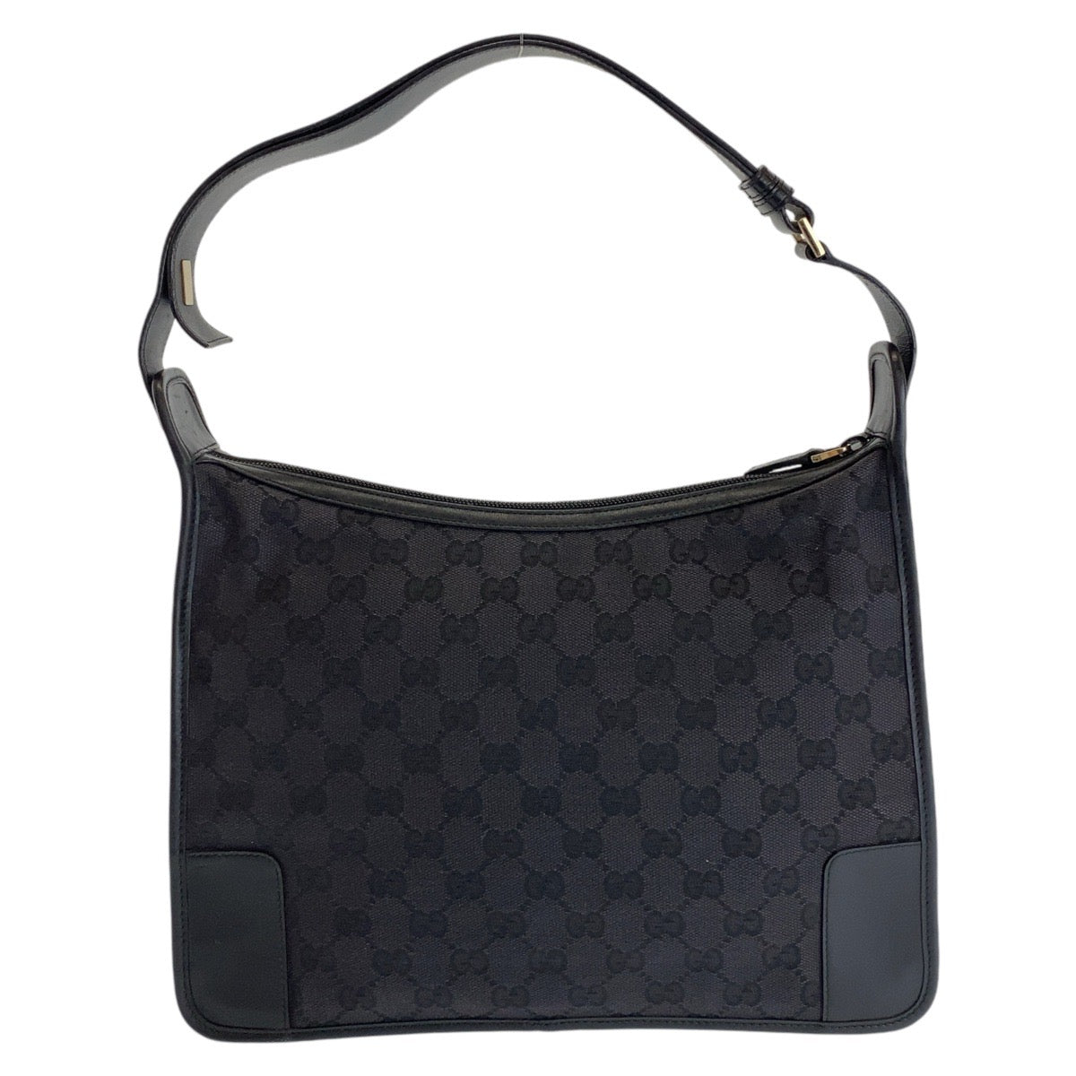 13191
GUCCI グッチ ブラック 黒 ゴールド金具 GGキャンバス / レザー 1.4205 ホーボー ショルダーバッグ  レディース