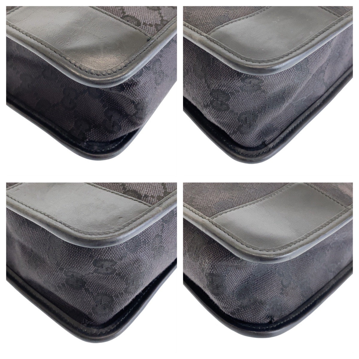 13191
GUCCI グッチ ブラック 黒 ゴールド金具 GGキャンバス / レザー 1.4205 ホーボー ショルダーバッグ  レディース