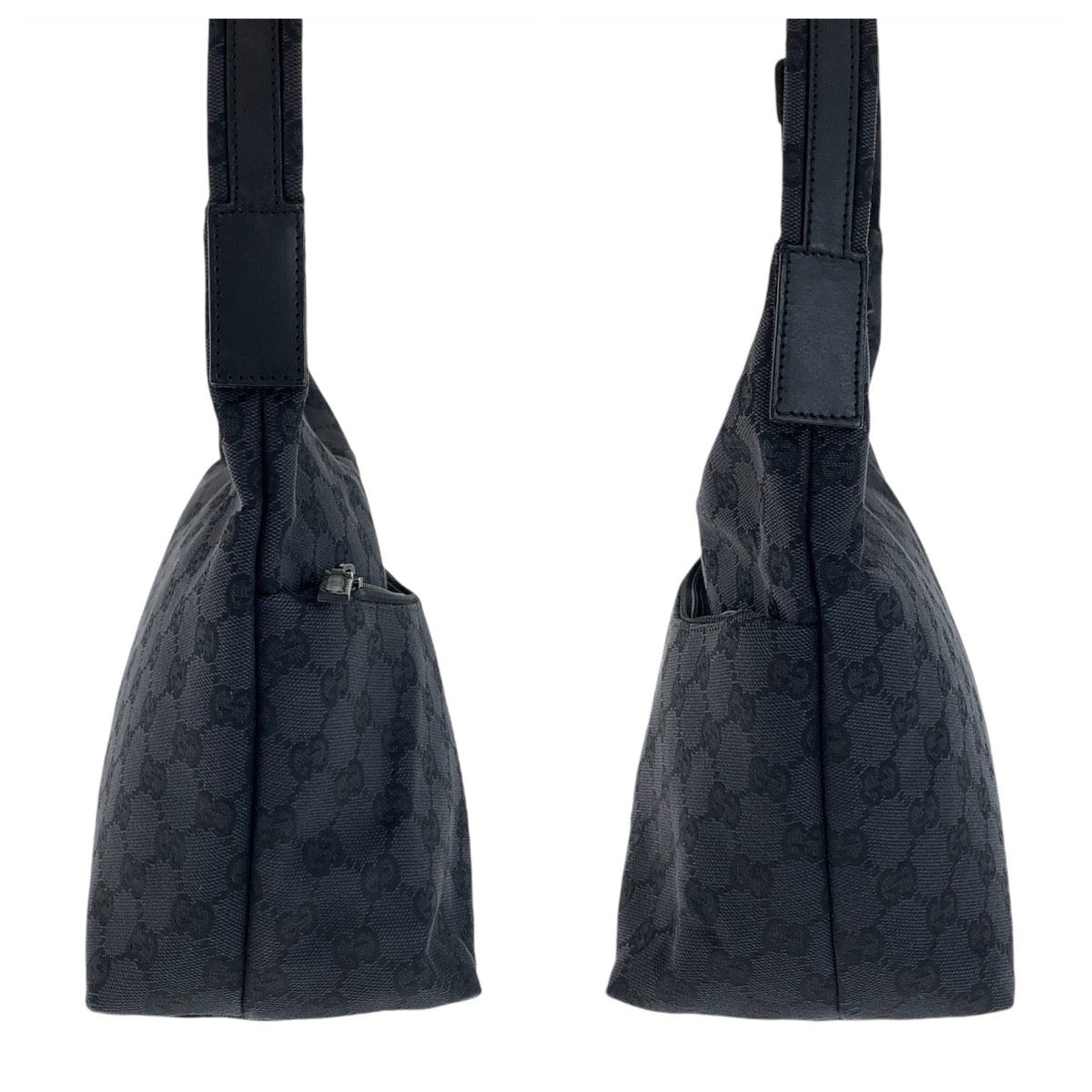111842
GUCCI グッチ ホーボー ブラック 黒 シルバー金具 GGキャンバス 001 3386 ショルダーバッグ  レディース
