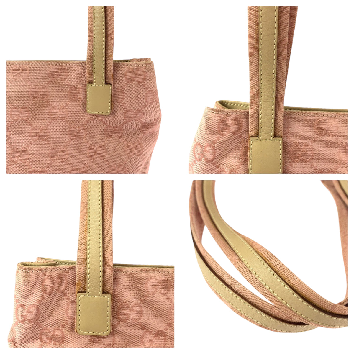 13194
GUCCI グッチ ピンク ベージュ シルバー金具 GGキャンバス 002 1075 トートバッグ ショルダーバッグ  レディース