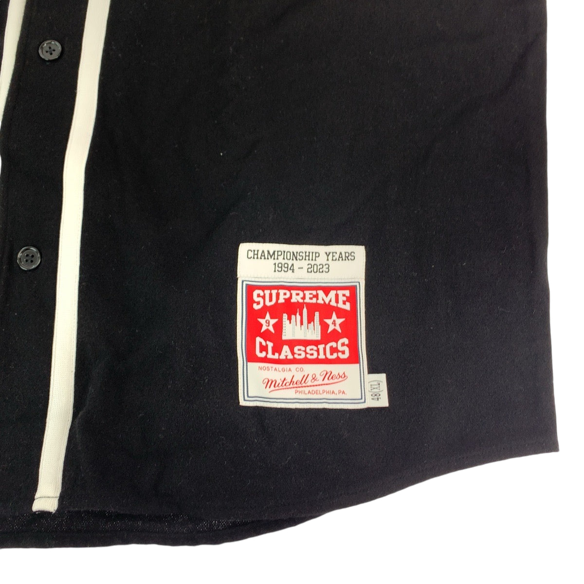 11841
Supreme シュプリーム ×Mitchell & Ness 23AW Baseball Jersey Black サイズXL ブラック 黒 レッド ウール 半袖シャツ ベースボール半袖シャツ  メンズ
