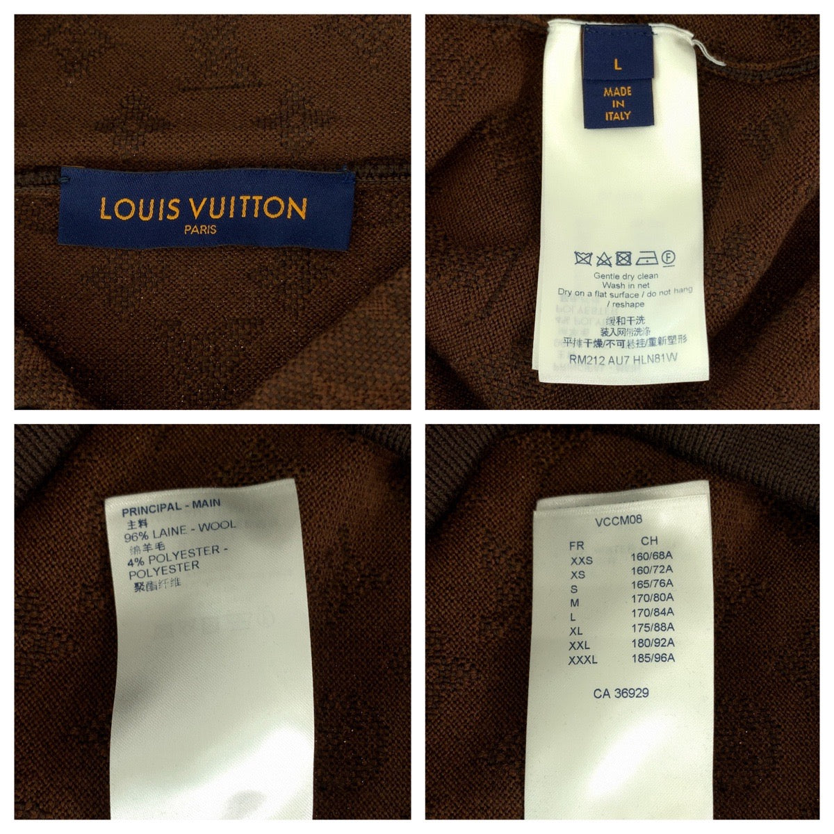 11838
 LOUIS VUITTON Louis Vuitton Monogram Size L Brown Wool RM212 AU7 HLN81W Jacquard Hoodie Men's