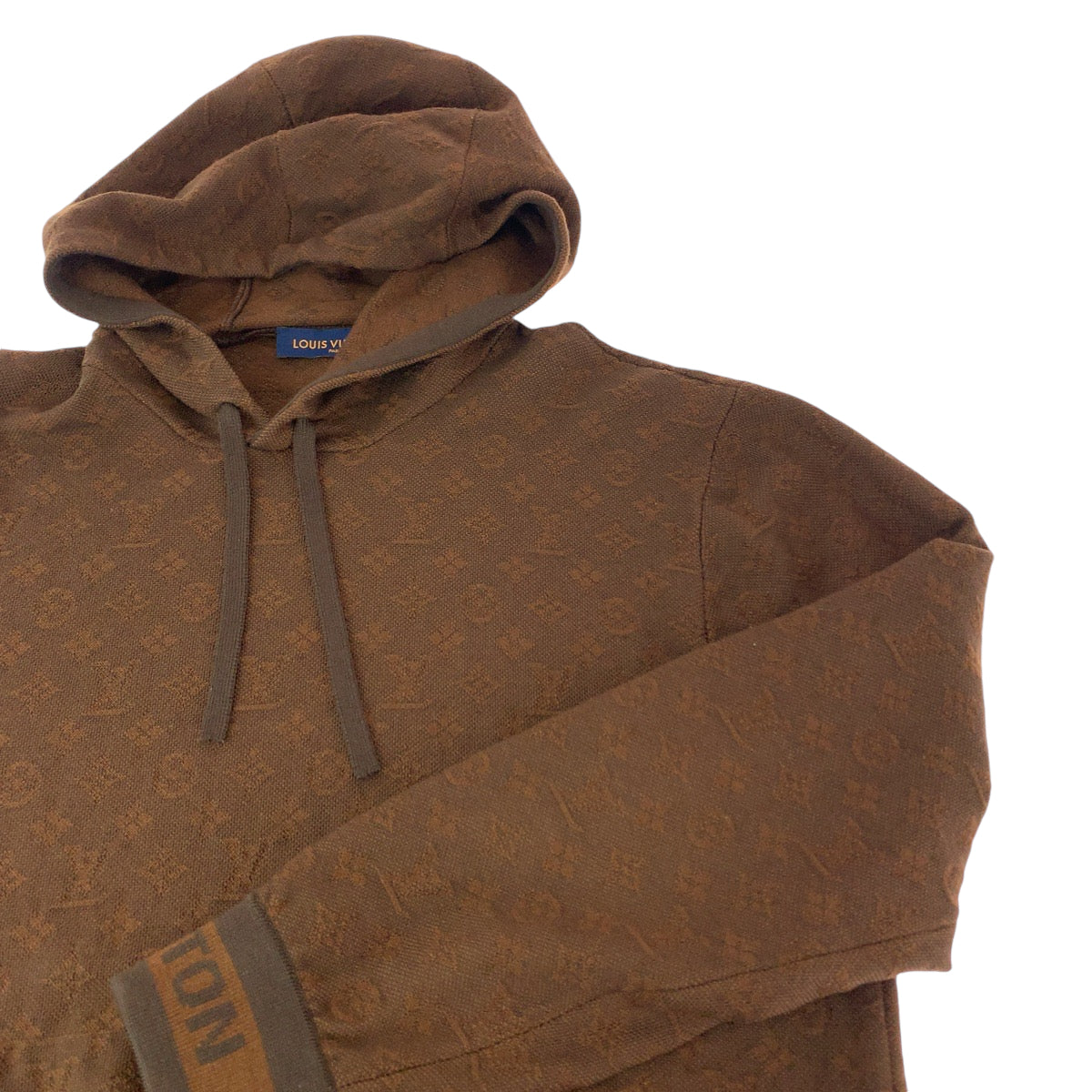 17951
LOUIS VUITTON ルイヴィトン 全面モノグラム柄 ジャガード サイズL ブラウン ウール RM212 AU7 HLN81W ジャガード パーカー フーディ メンズ A190