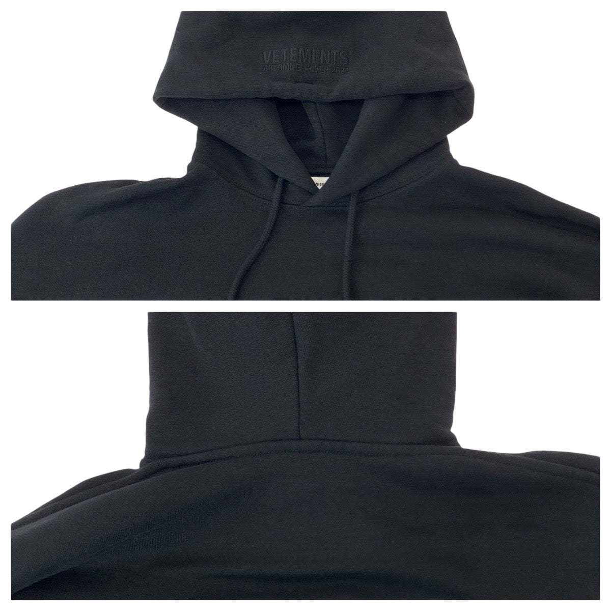 13197
VETEMENTS ヴェトモン 22AW カットオフプルオーバー サイズS ブラック コットン UAH21TR542 パーカー フーディー  メンズ