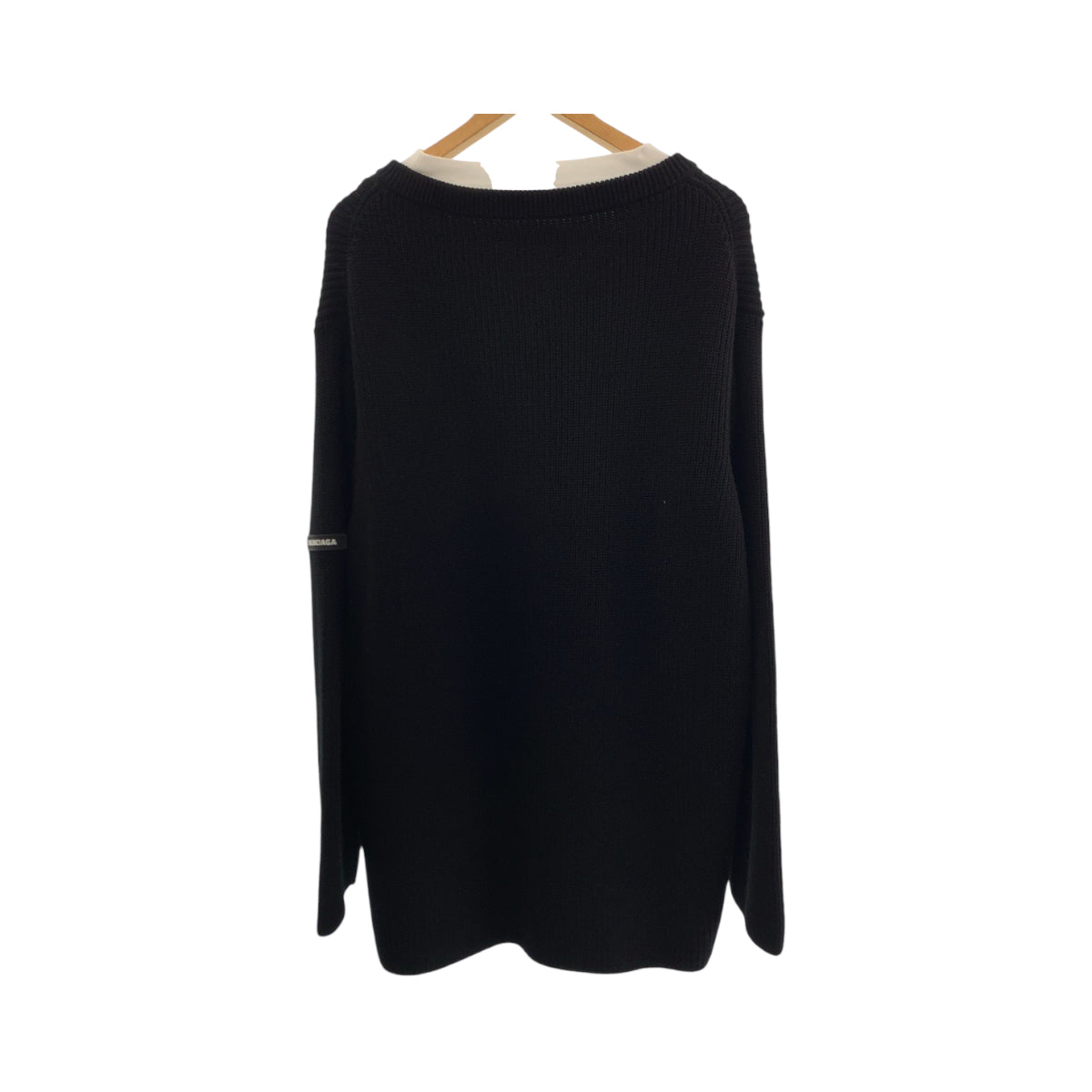13198
BALENCIAGA バレンシアガ ロゴ サイズL ブラック 黒 ホワイト コットン 678555 T3218 レイヤードニット セーター ドッキングデザイン  メンズ
