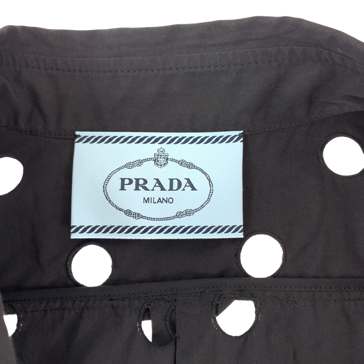 13201
PRADA プラダ アイレットレースポプリン サイズ36 ブラック 黒 コットン ワンピース インナー付き  レディース A52