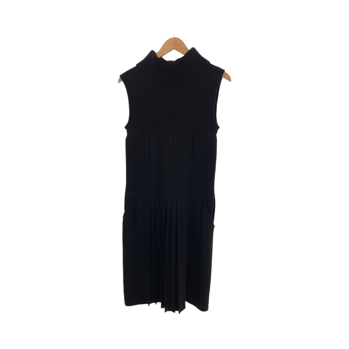 13204
 CHANEL Gripoa Button Size 34 Black Wool P41644K03099 Sleeveless Knit Dress for Women