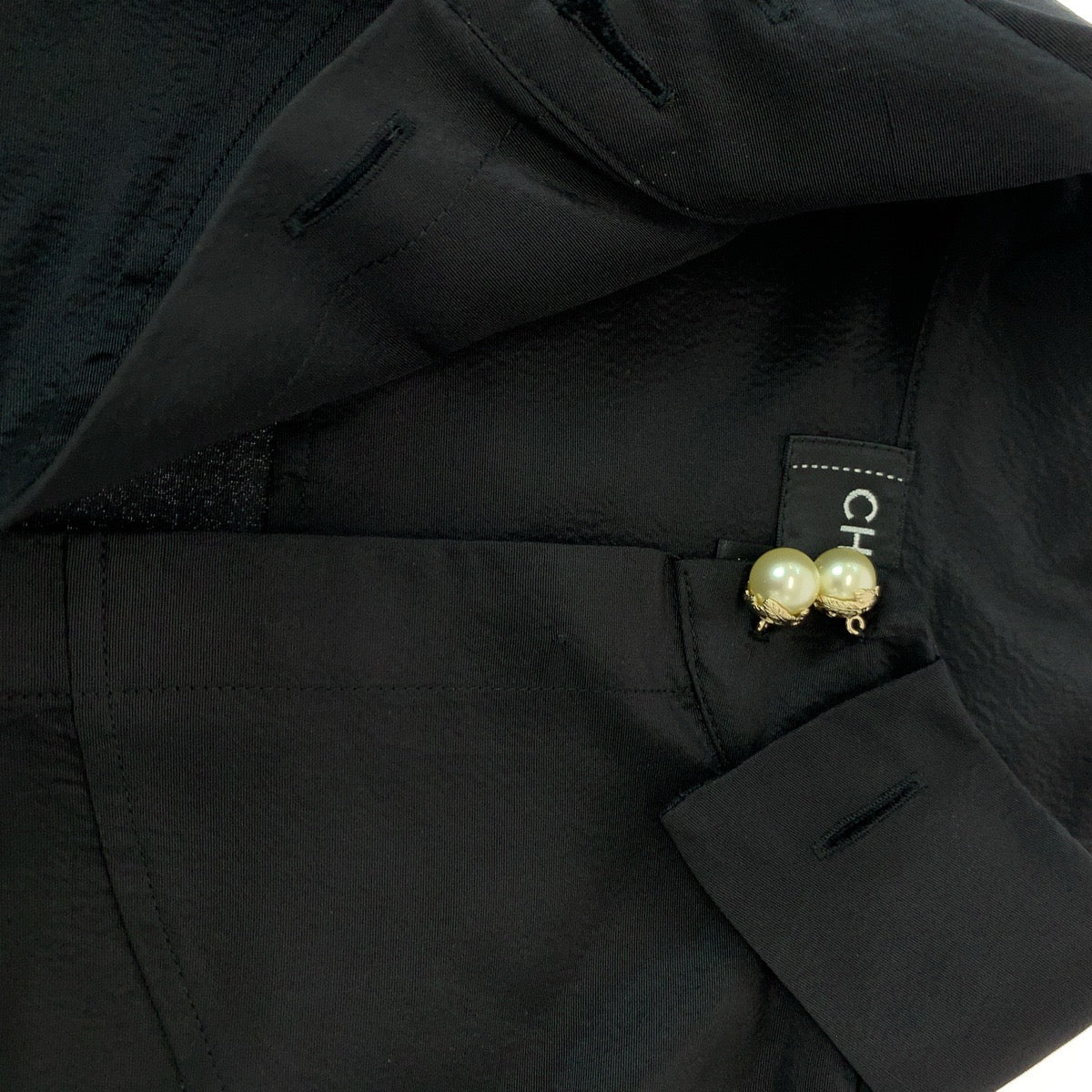 13209
CHANEL シャネル フェイクパール サイズ36 ブラック ゴールド金具 シルク P64478V24243 長袖シャツ ドレスシャツ シルクシャツ レディース ABP48