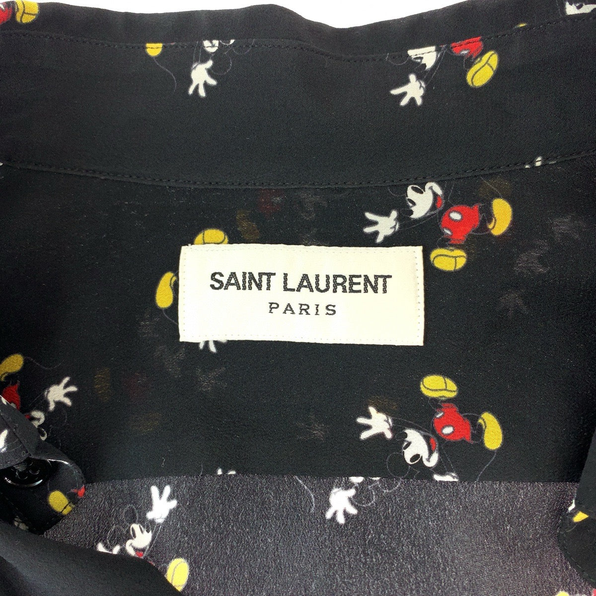SAINT LAURENT サンローラン ミッキー柄 サイズ38 ブラック 黒 マルチカラー シルク UP53 2018 00111 長袖シャツ ドレスシャツ  メンズ