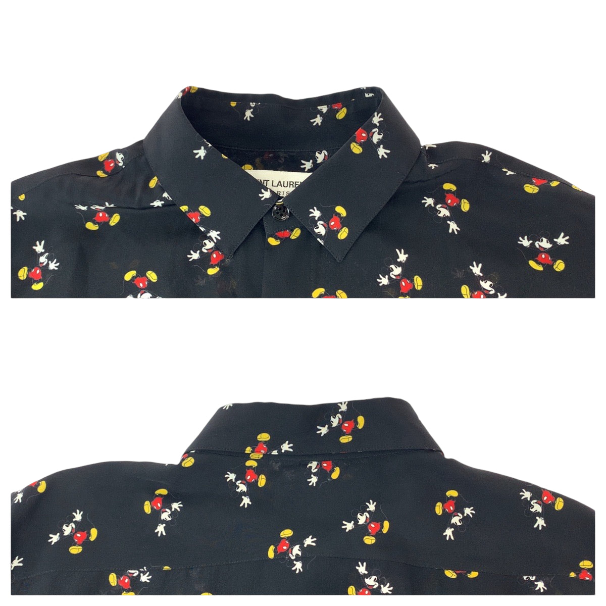 SAINT LAURENT サンローラン ミッキー柄 サイズ38 ブラック 黒 マルチカラー シルク UP53 2018 00111 長袖シャツ ドレスシャツ  メンズ
