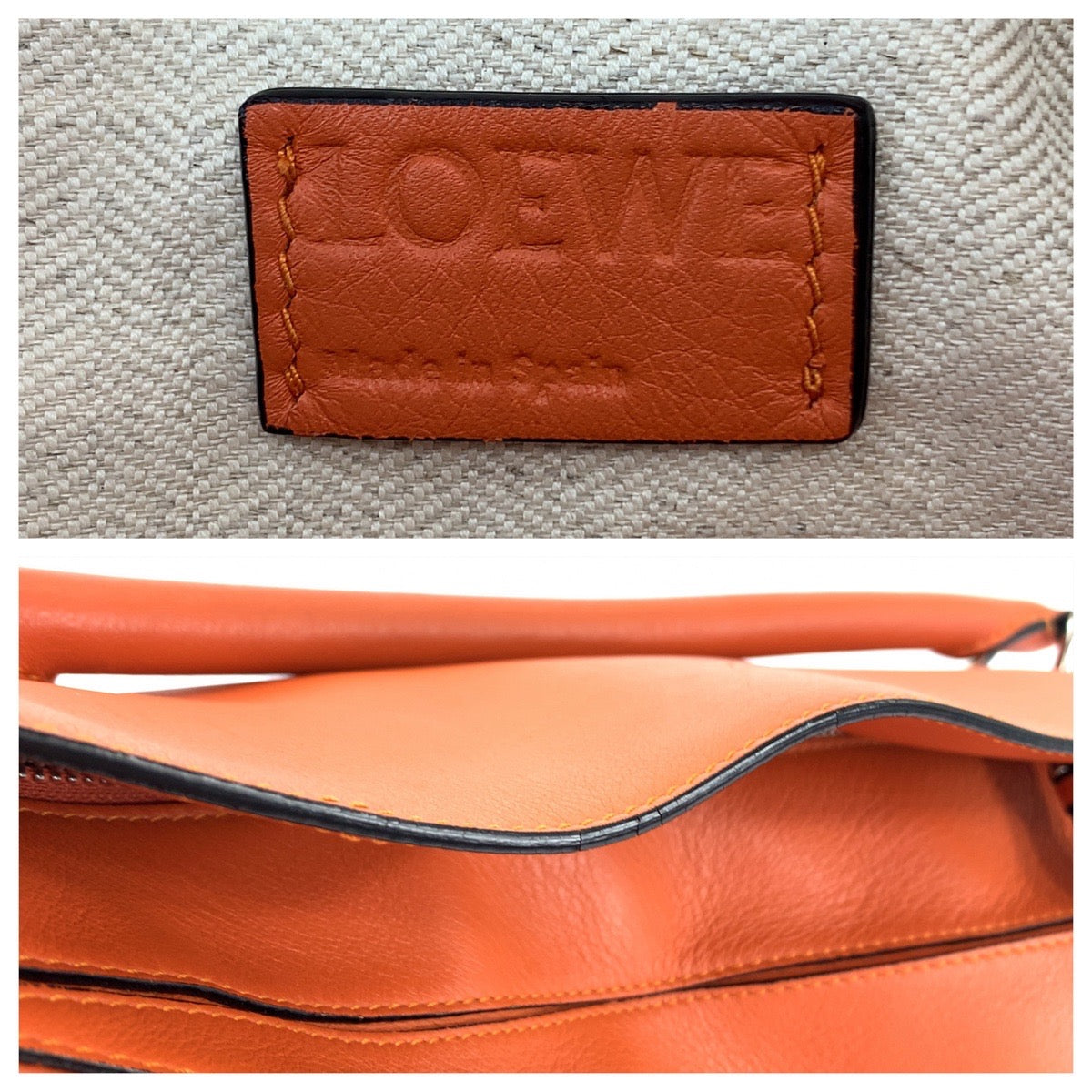 13217
LOEWE ロエベ アナグラム パズルバッグ オレンジ シルバー金具 カーフ ハンドバッグ ショルダーバッグ 2way  レディース